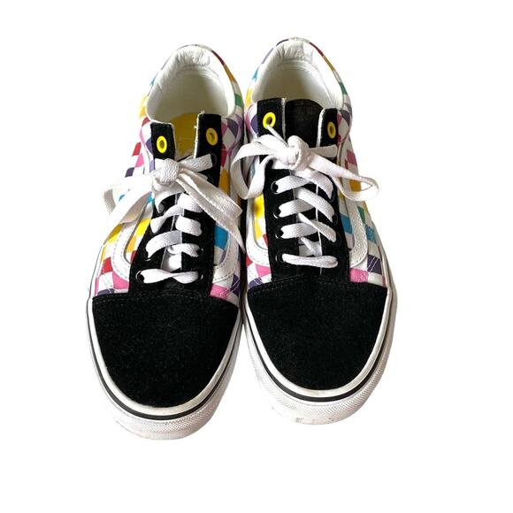 Vans Old Skool Rainbow Checkerboard Sneakers Women’s 8.5 Men’s 7 - Picture 3 of 10